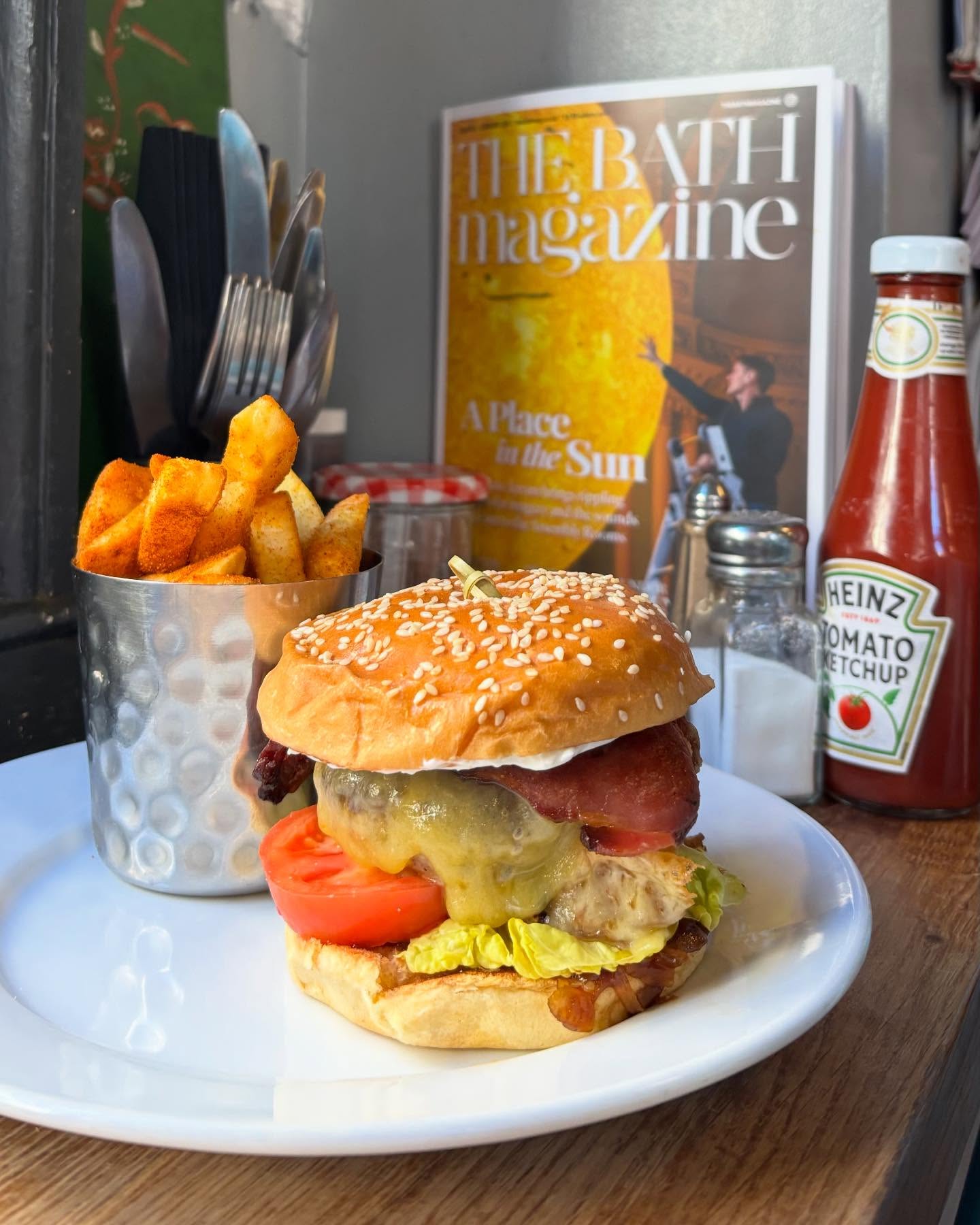 A burger and wedges at Wild Cafe